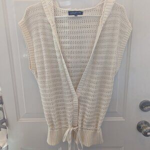 Jones New York sleeveless knit hooded sweater sz LG